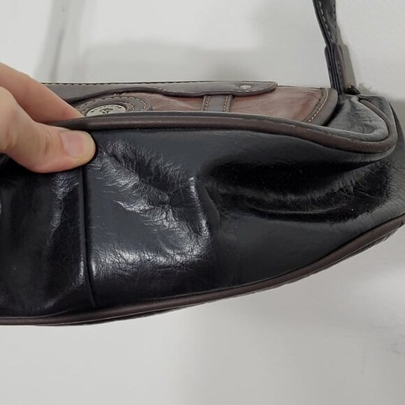 Mouflon Monarch Black Brown Soft Vegan Leather Crossbody Adjustable Strap Purse - Picture 9 of 11